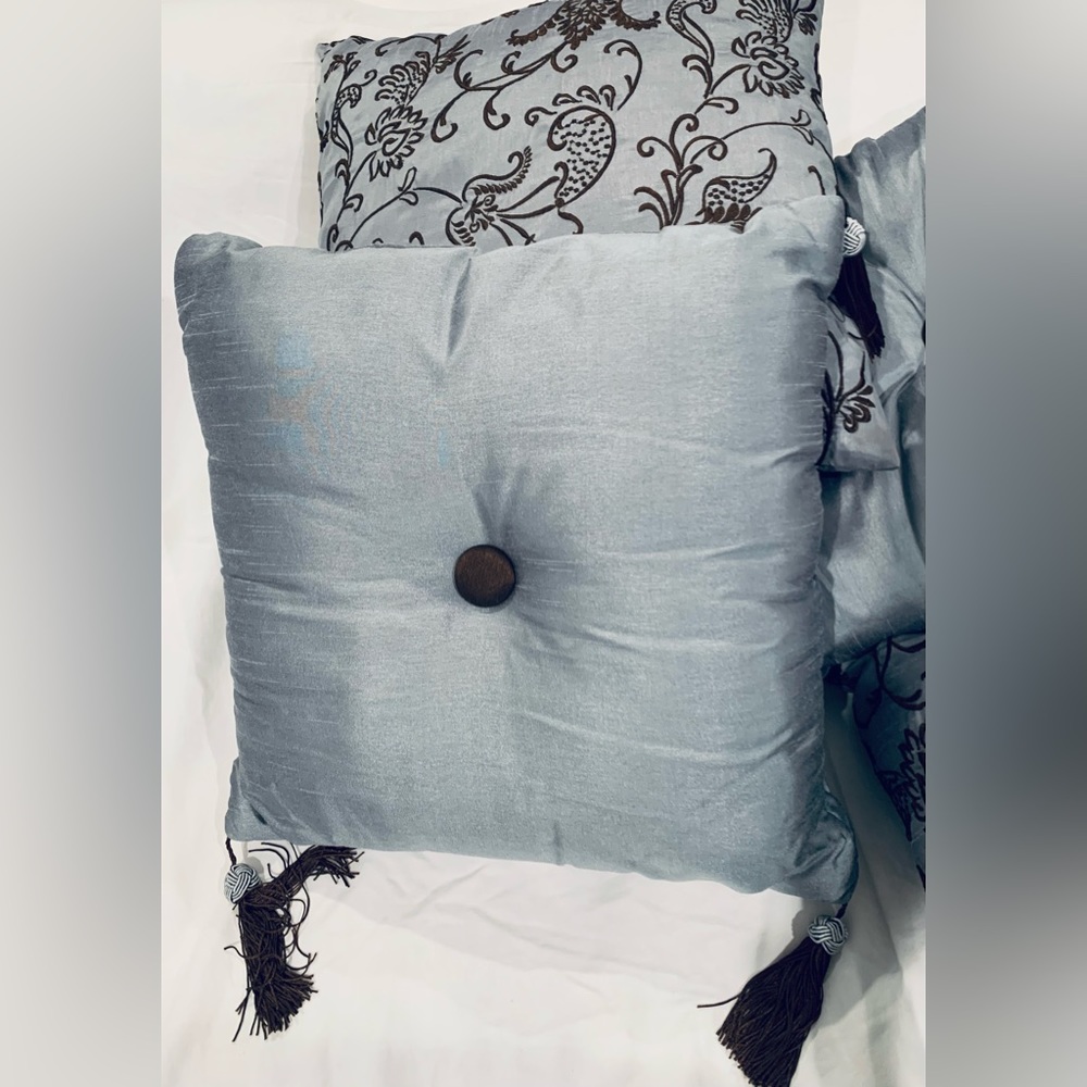 Silk Embroidered Pillows, Feather and Poly Filled - Picture 10 of 13